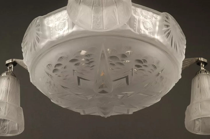 ミューラー兄弟 銀青銅 プレスガラス製 シャンデリア