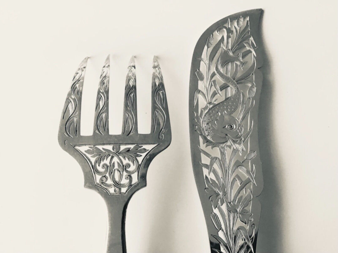 【ピュイフォルカ】 純銀 スターリング／フィッシュナイフ＆フォーク「アイリス」 MEISSEN - 【ピュイフォルカ】 純銀 スターリング／フィッシュナイフ