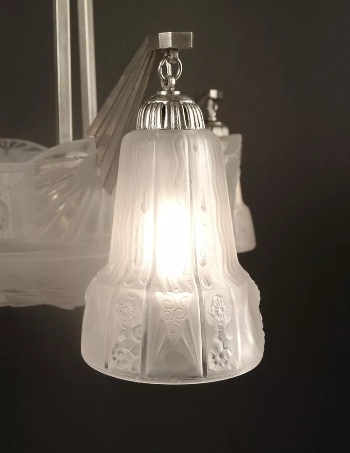 ミューラー兄弟 銀青銅 プレスガラス製 シャンデリア