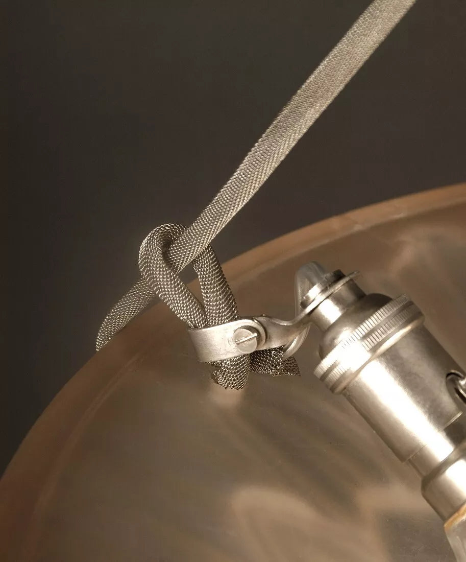 エティエ・ヴァンソン / ハノッツ 銀青銅 & プレスガラス製 アールデコ吊り下げランプ