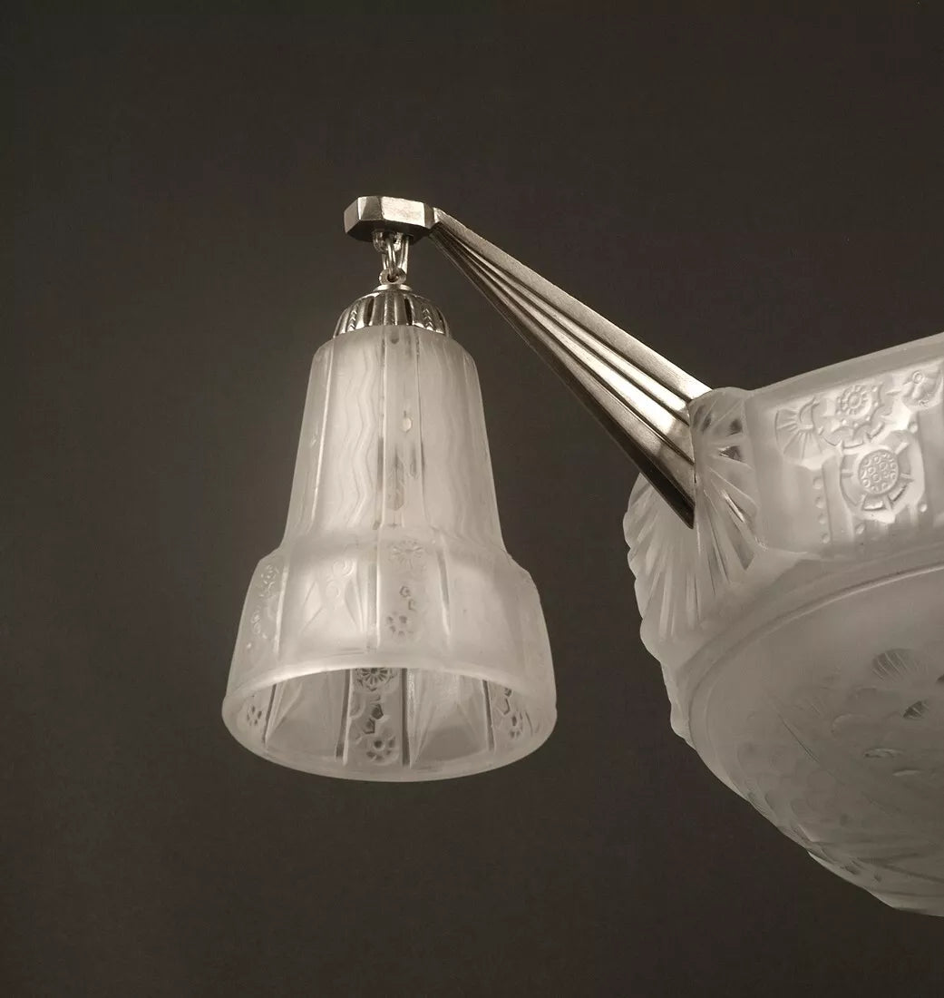 ミューラー兄弟 銀青銅 プレスガラス製 シャンデリア