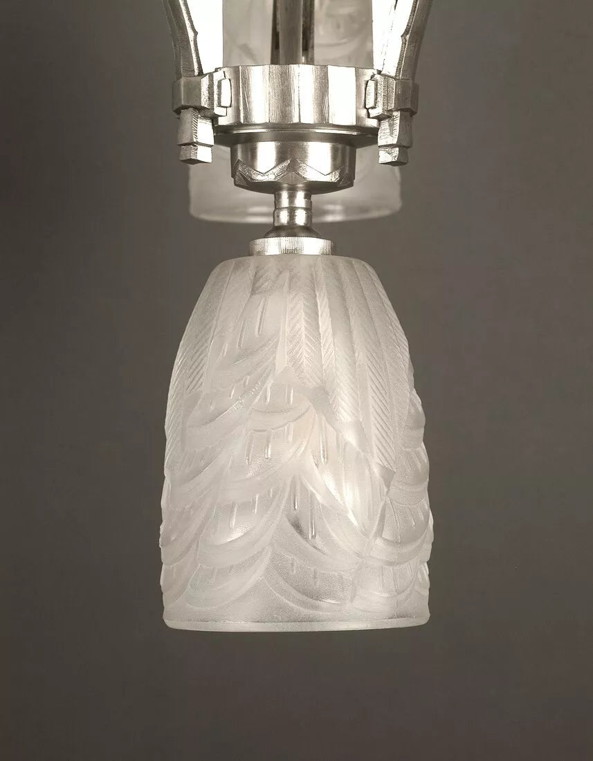 メネディー / シュナイダー 銀青銅 & プレスガラス製 シャンデリア