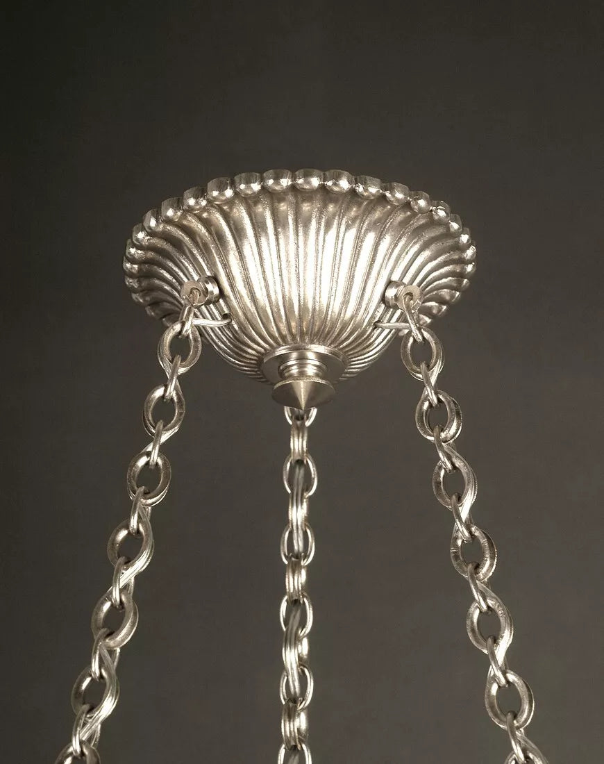 エティエ・ヴァンソン / ハノッツ 銀青銅 & プレスガラス製 アールデコ吊り下げランプ2