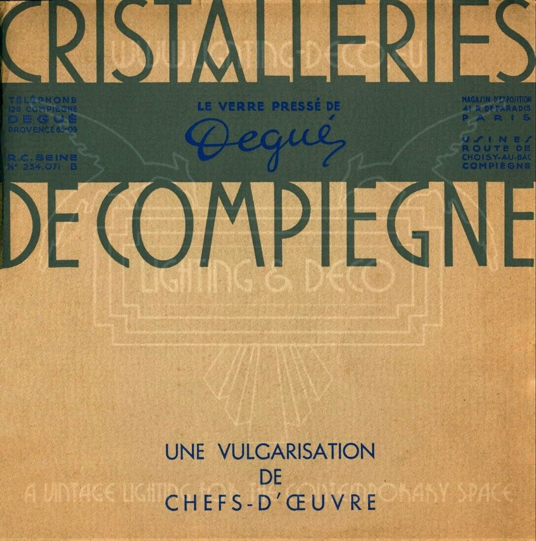 レオン・ユゲ、ドゥゲ アールデコ調シャンデリア シルバーメッキブロンズと型押しガラスのペンダントライト