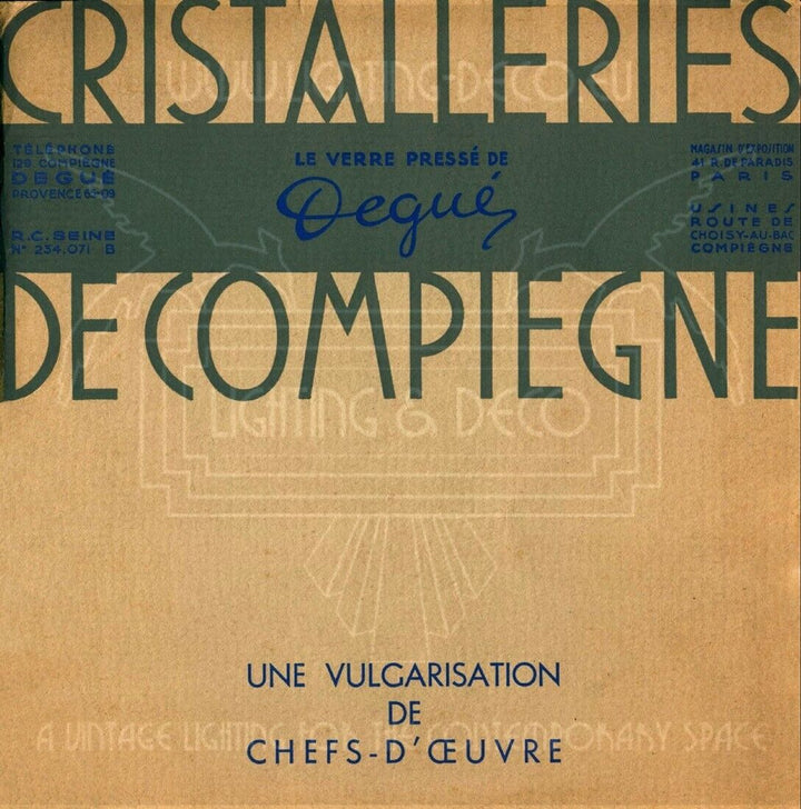 レオン・ユゲ、ドゥゲ アールデコ調シャンデリア シルバーメッキブロンズと型押しガラスのペンダントライト