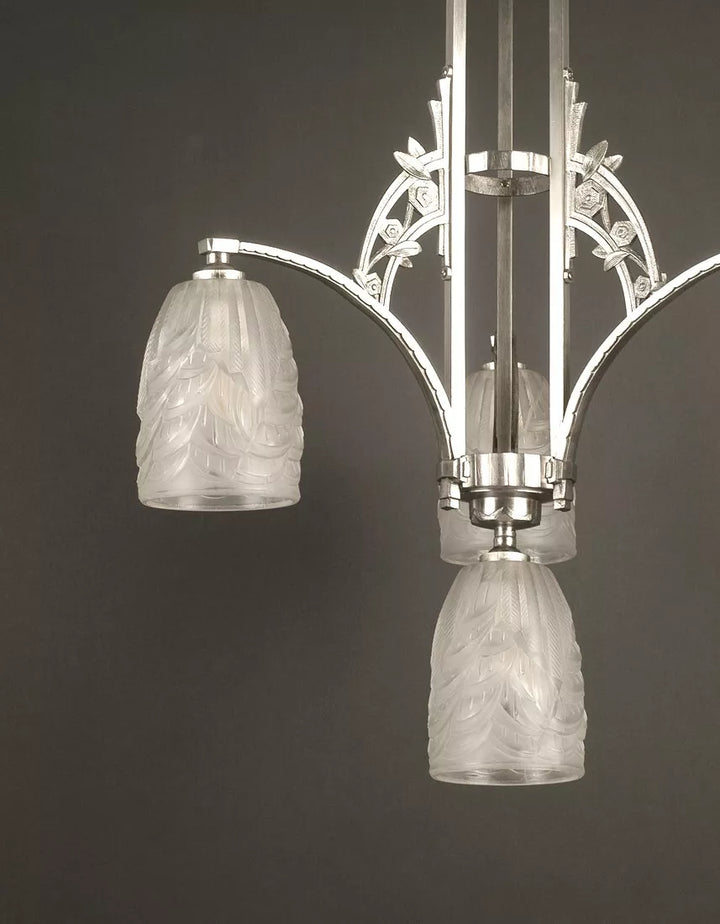 メネディー / シュナイダー 銀青銅 & プレスガラス製 シャンデリア