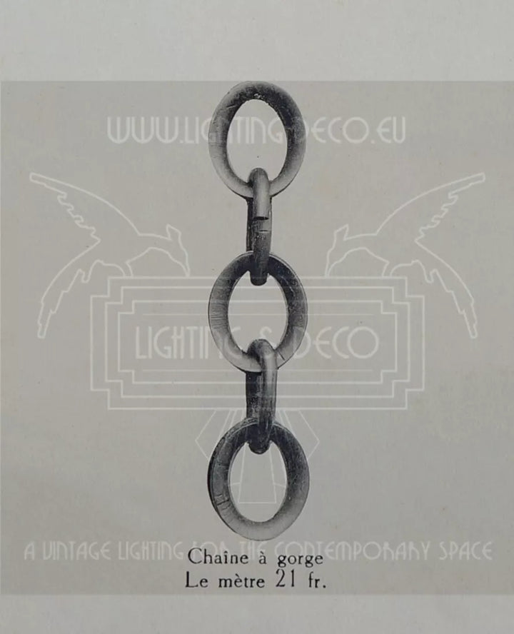 エティエ・ヴァンソン / ハノッツ 銀青銅 & プレスガラス製 アールデコ吊り下げランプ3