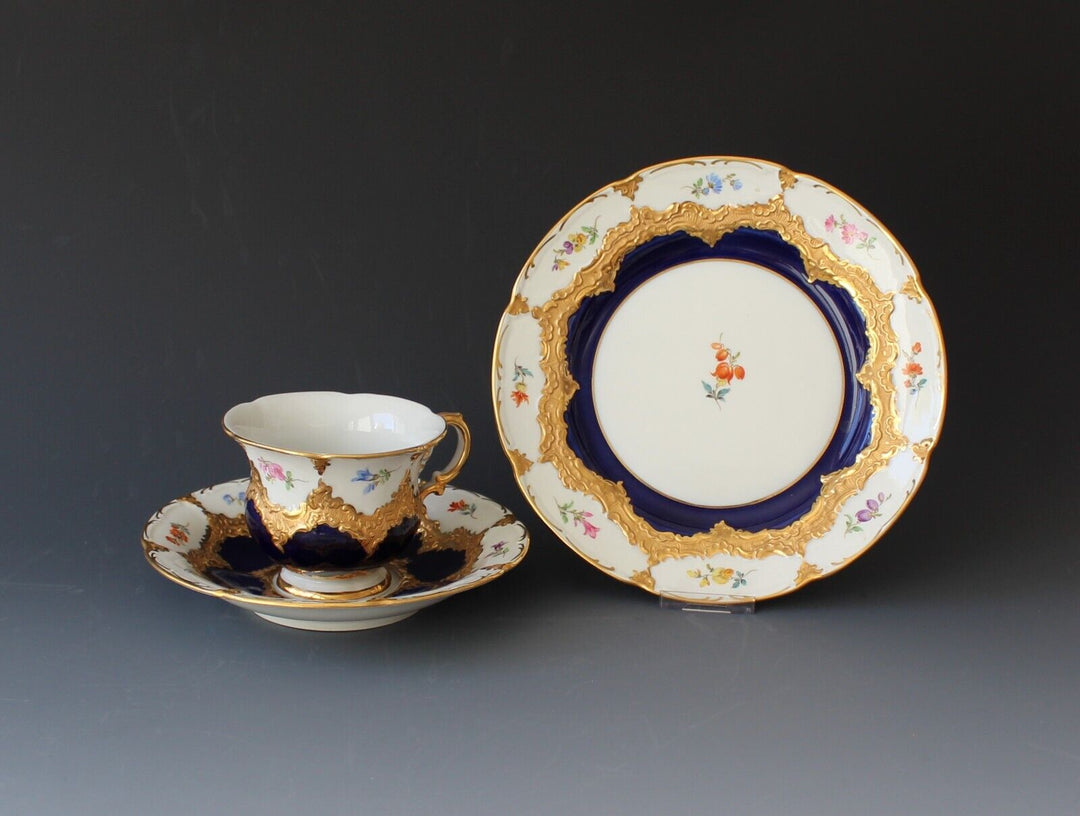 マイセン Bフォーム ネイビーカップ＆ソーサー＆プレートセット