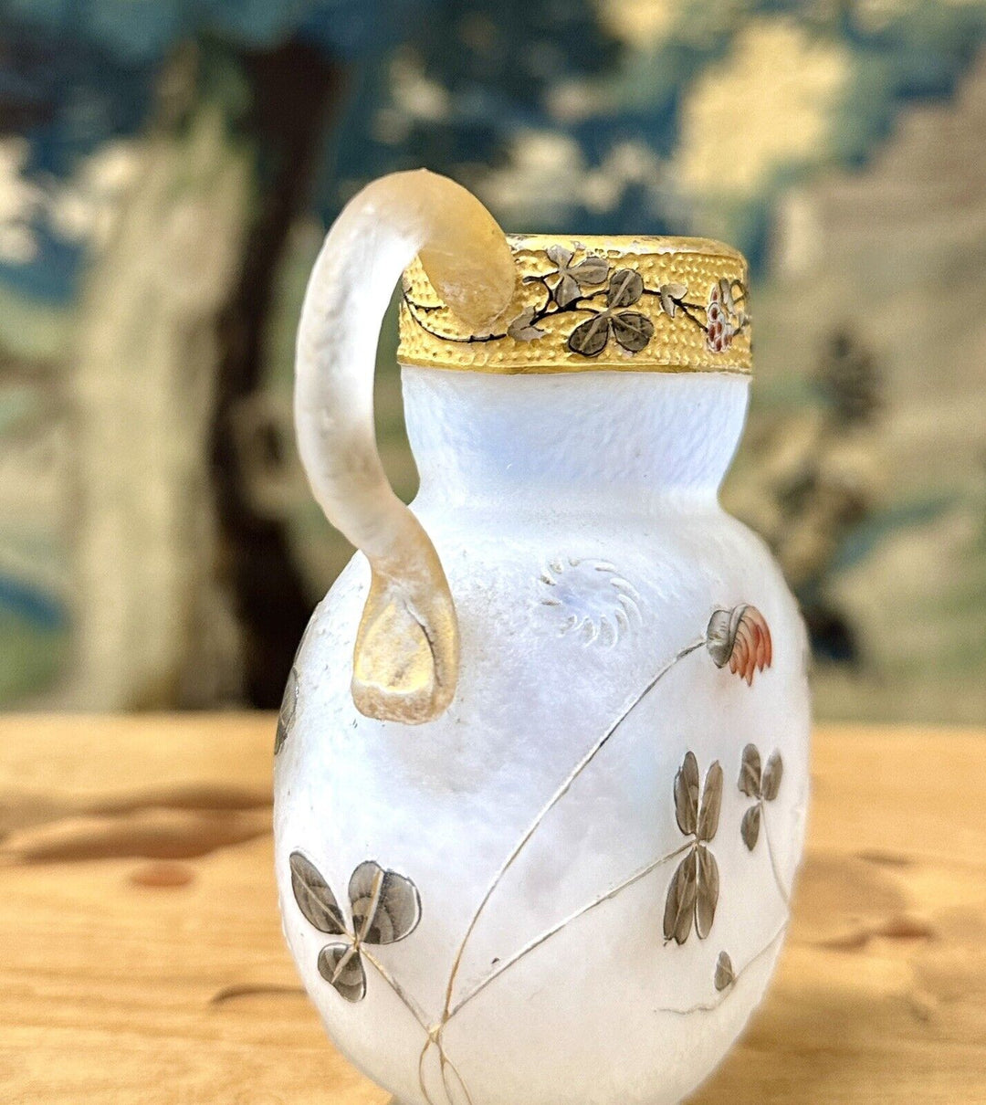 ドーム兄弟（ドームナンシー） 蓮華の花とクローバーの水差し　アールヌーボー時代