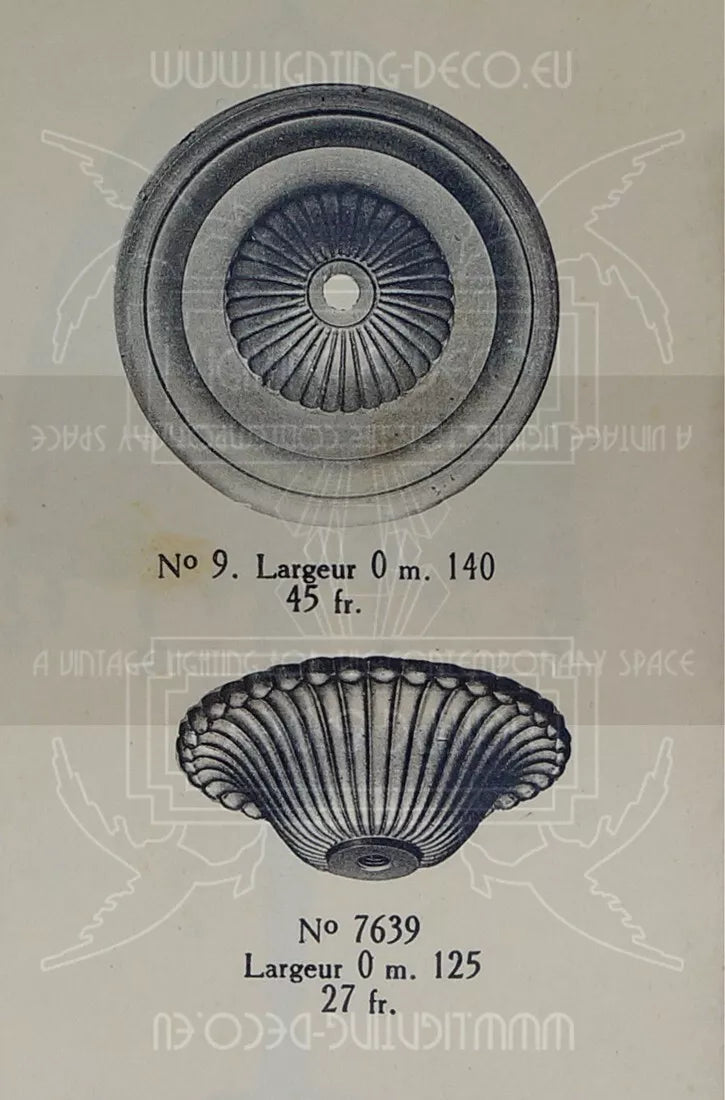 エティエ・ヴァンソン / ハノッツ 銀青銅 & プレスガラス製 アールデコ吊り下げランプ