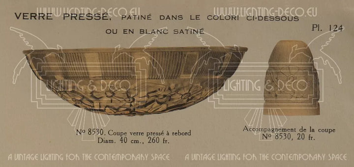 エティエ・ヴァンソン / ハノッツ 銀青銅 & プレスガラス製 アールデコ吊り下げランプ2