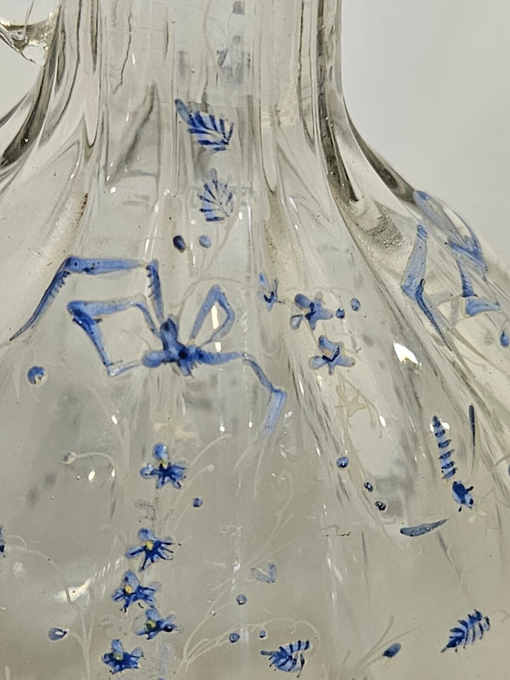 エミールガレ 初期作品エナメルガラスを使ったトンボと勿忘草の花のクリスタル花瓶