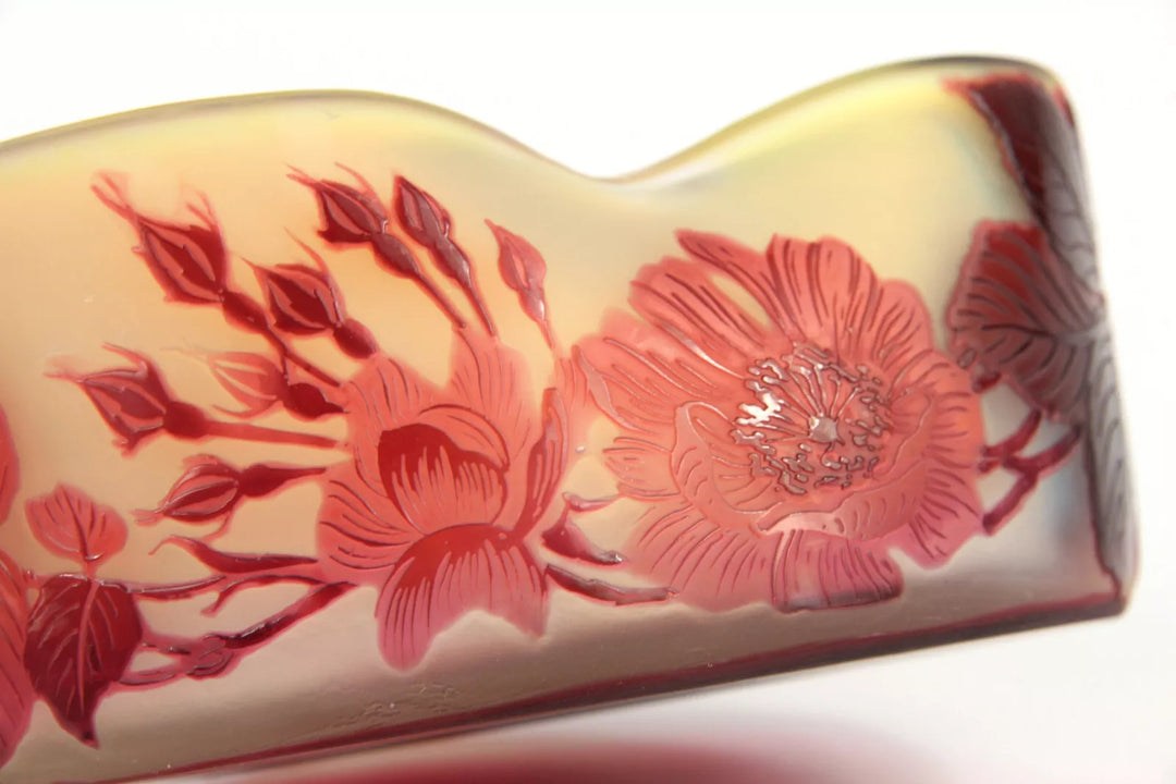 エミールガレ　薔薇の花が描かれたボウル型花瓶