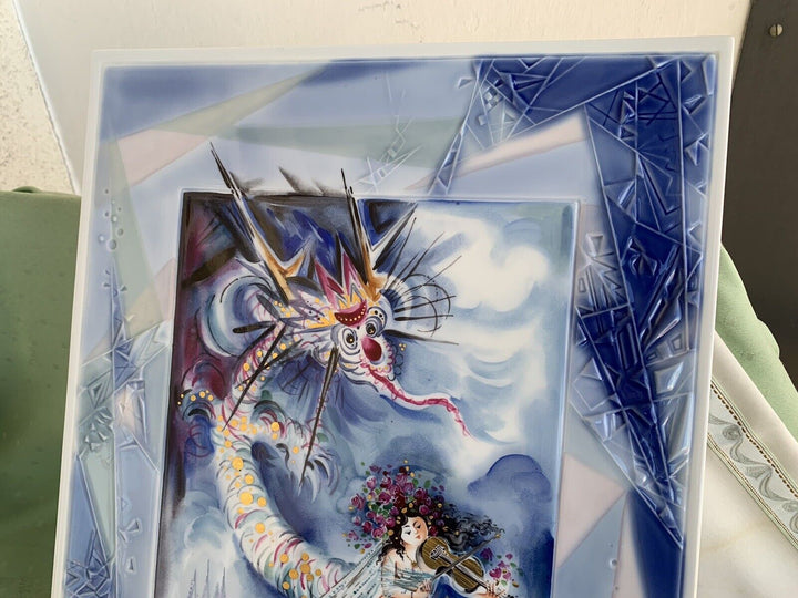 マイセン ドラゴンとバイオリン奏者の大絵皿（陶版画） ハインツ・ヴェルナー