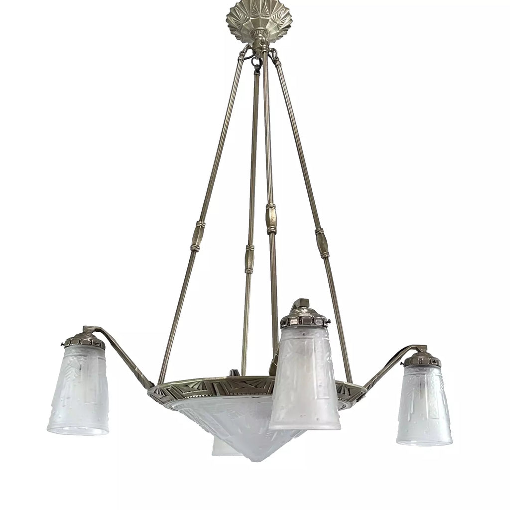 ミューラー兄弟 アールデコ調 幾何学模様のシャンデリア