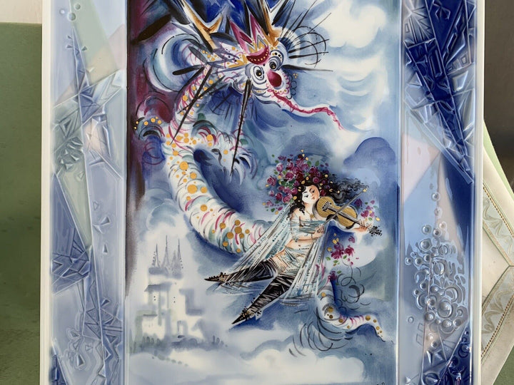 マイセン ドラゴンとバイオリン奏者の大絵皿（陶版画） ハインツ・ヴェルナー