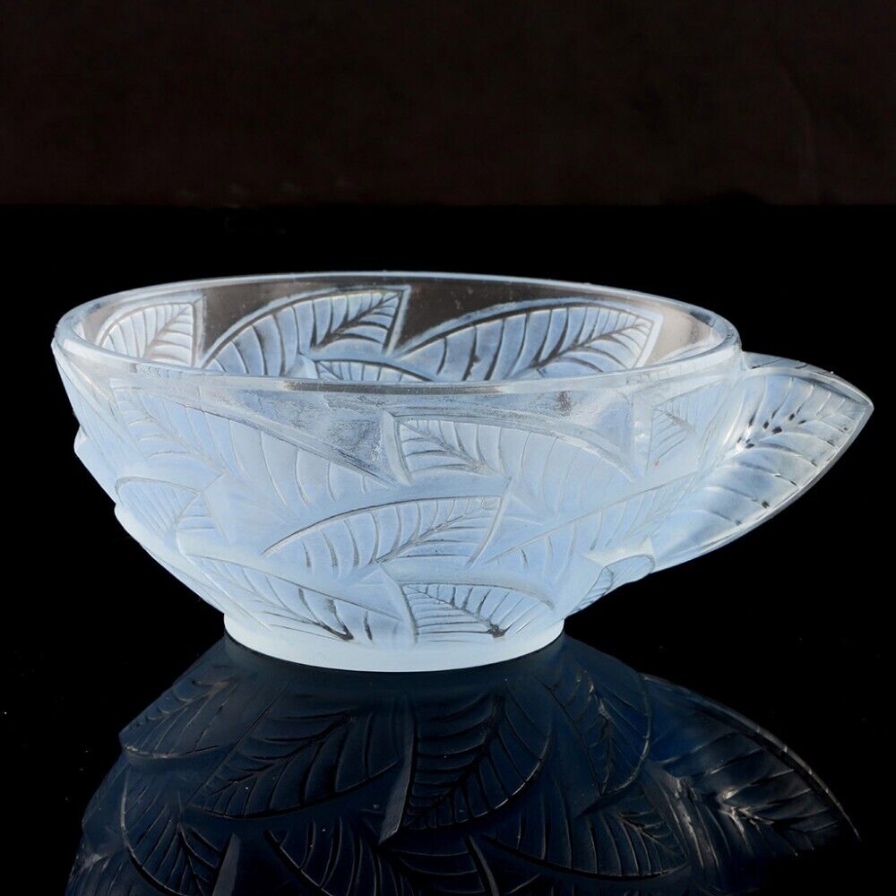 ルネ・ラリック ブルー ステンド オルモー柄 アイスクリームカップ 4点 1931年デザイン