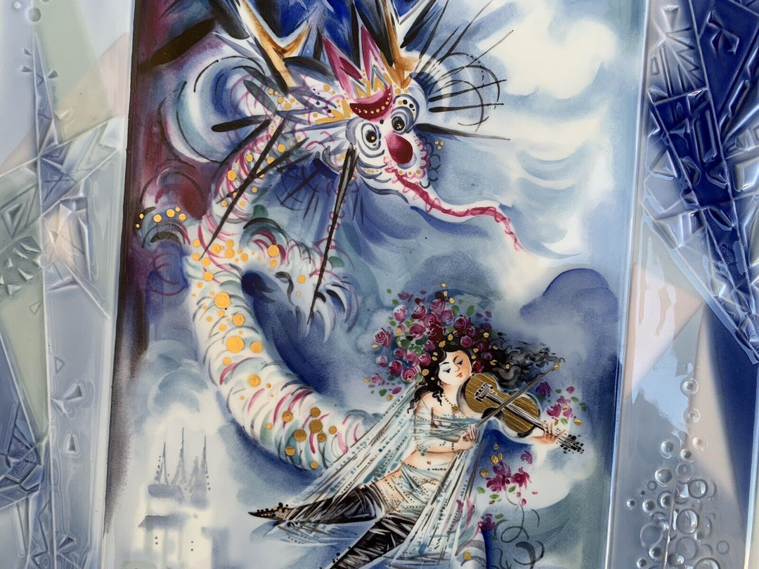 マイセン ドラゴンとバイオリン奏者の大絵皿（陶版画） ハインツ・ヴェルナー