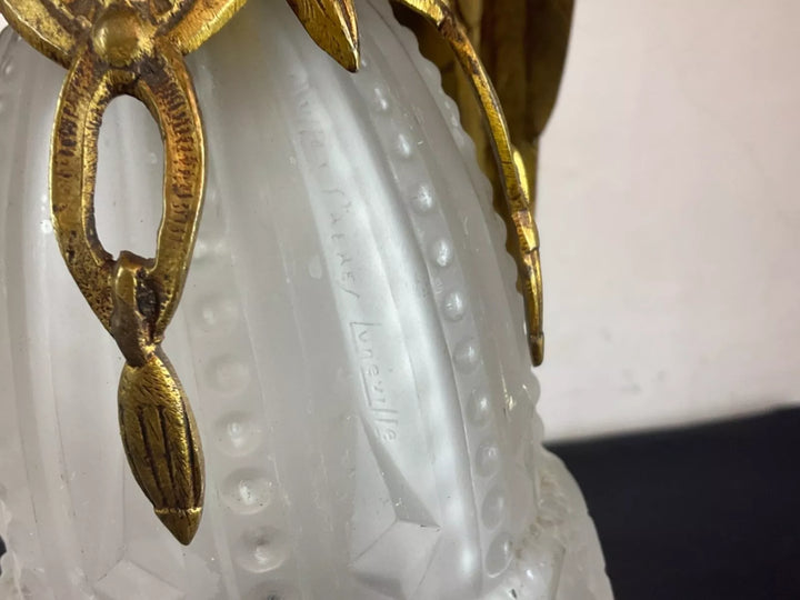 ミューラー兄弟&チャールズランク チューリップ型のシェードの鷲のブロンズ製アンティークテーブルランプ