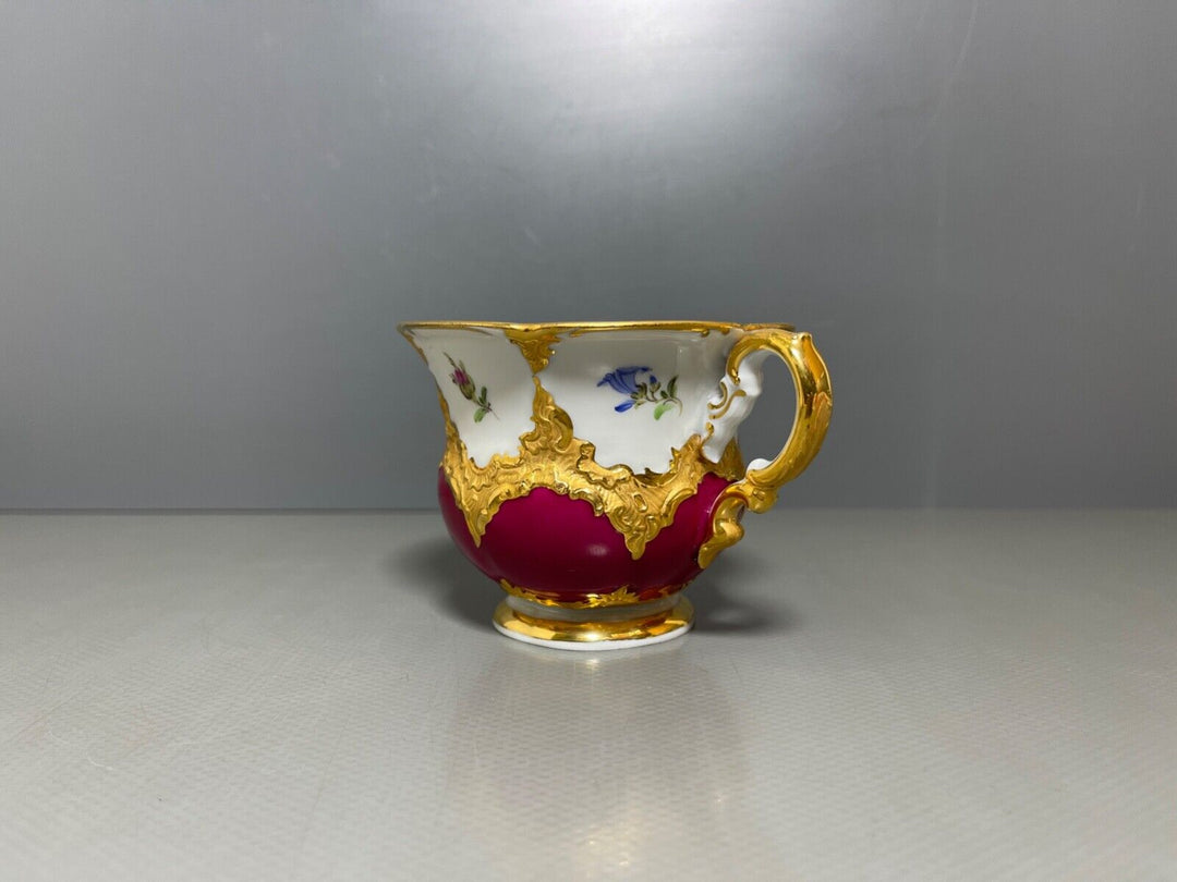 マイセン　Bフォーム　ワインレッドカップ＆ソーサー＆プレートセット　２級品