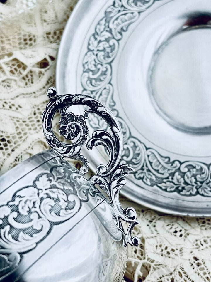 ピュイフォルカ 純銀 カップ＆ソーサー 950 スターリングシルバー ピュイフォルカ フランス製 スターリングシルバー カップ