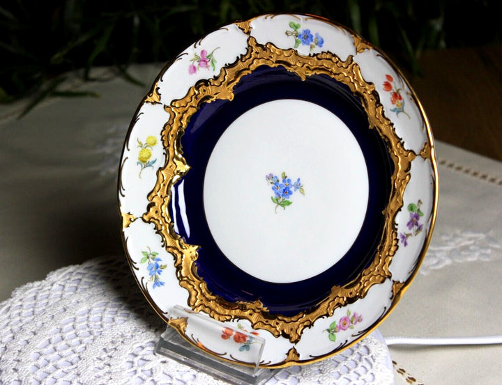 マイセン Bフォーム 花の絵が散りばめられたコバルトブルーの金縁コーヒーセット2