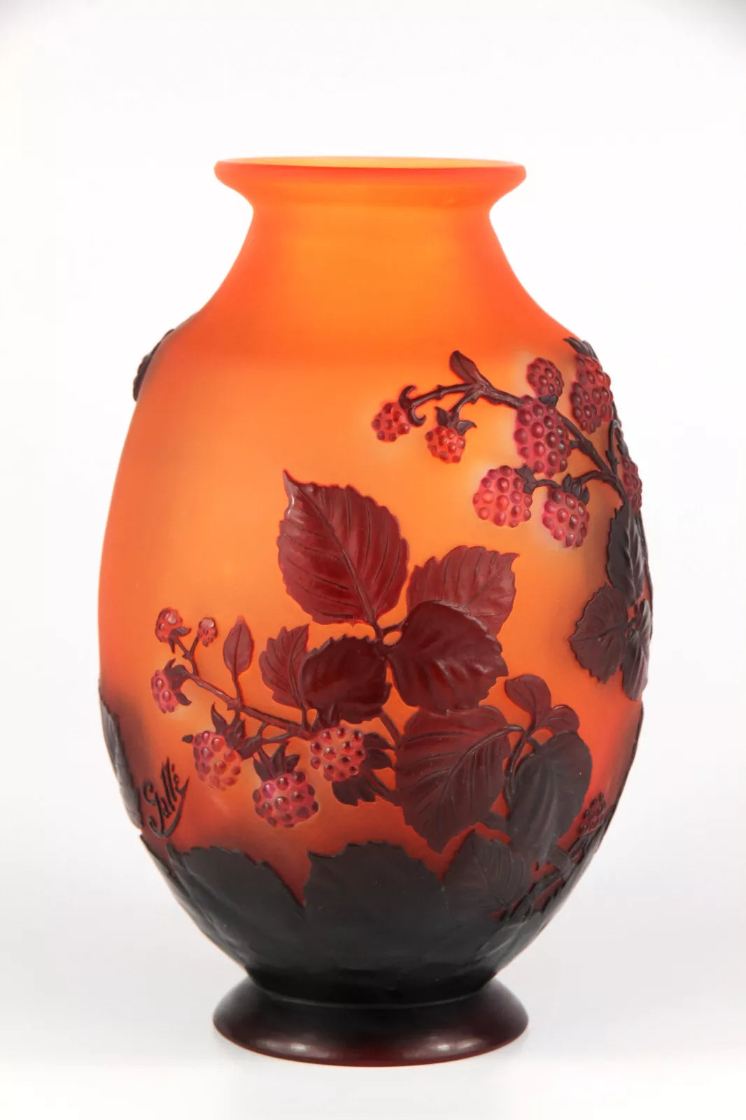 【美品】エミール・ガレ★red and gold with prunes エミールガレ ラズベリーの実が描かれた花瓶 – アンティークテーブルウェア