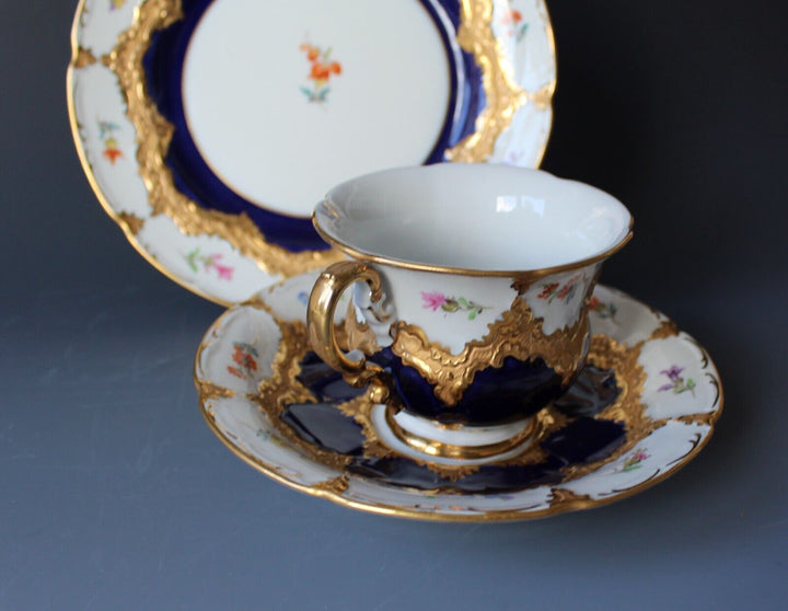 マイセン　Bフォーム　ネイビーカップ＆ソーサー＆プレートセット　２