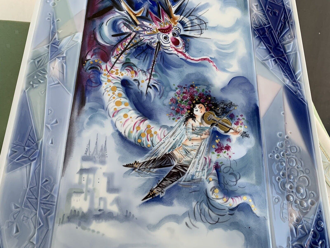 マイセン ドラゴンとバイオリン奏者の大絵皿（陶版画） ハインツ・ヴェルナー