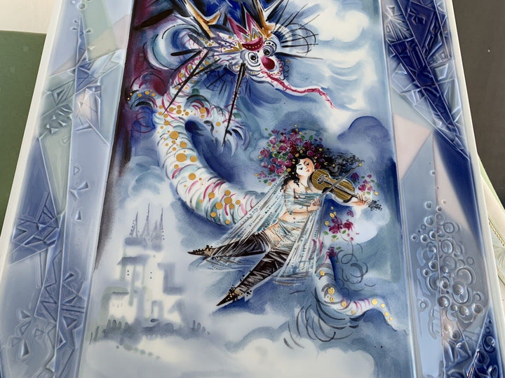 マイセン ドラゴンとバイオリン奏者の大絵皿（陶版画） ハインツ・ヴェルナー