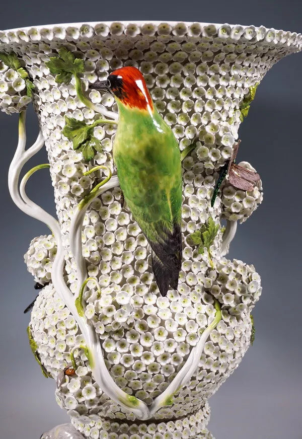 マイセン アートコレクション スノードーム 雪の花装飾の大型豪華花瓶