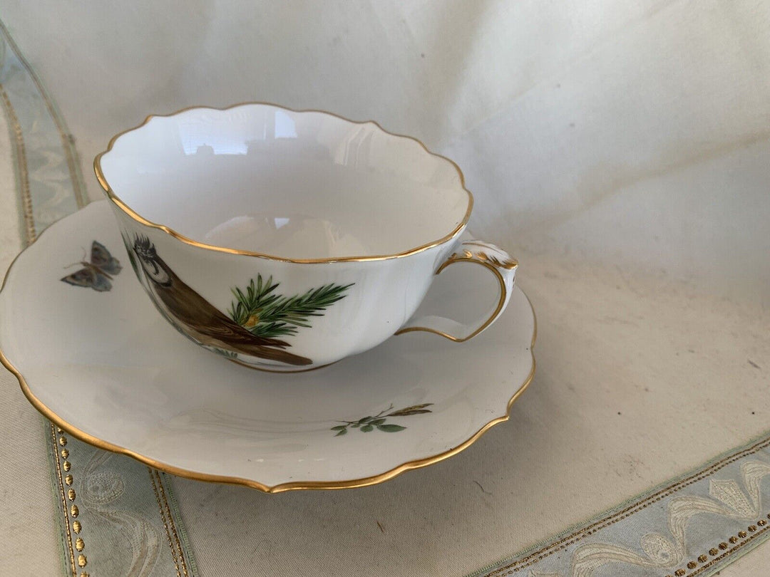 マイセン 鳥と虫が描かれたティーカップ&ソーサー4 – アンティーク