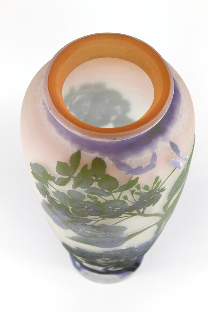 エミールガレ 紫陽花の花の花瓶 アールヌーヴォー時代のガラス作品