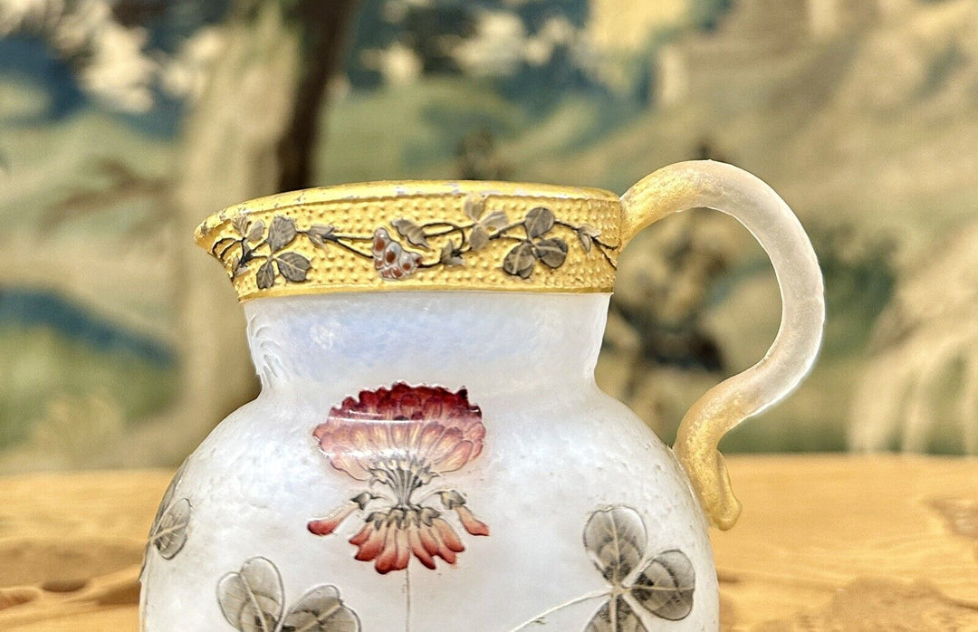 ドーム兄弟（ドームナンシー） 蓮華の花とクローバーの水差し　アールヌーボー時代