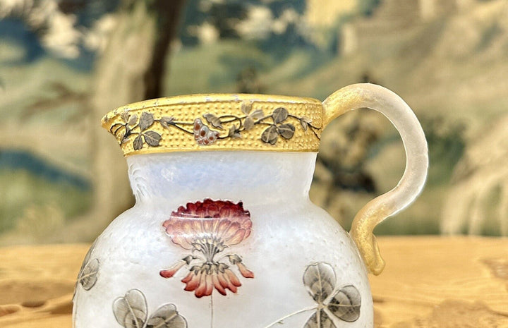 ドーム兄弟（ドームナンシー） 蓮華の花とクローバーの水差し　アールヌーボー時代
