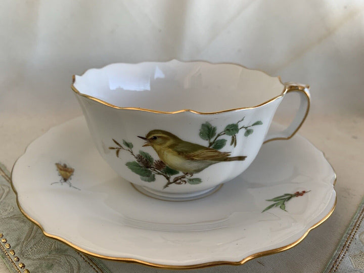 専用　マイセン　meissen 鳥　昆虫　プレート Meissenマイセンドイツの小鳥、アオカワラヒワ？直径約19.5㎝の
