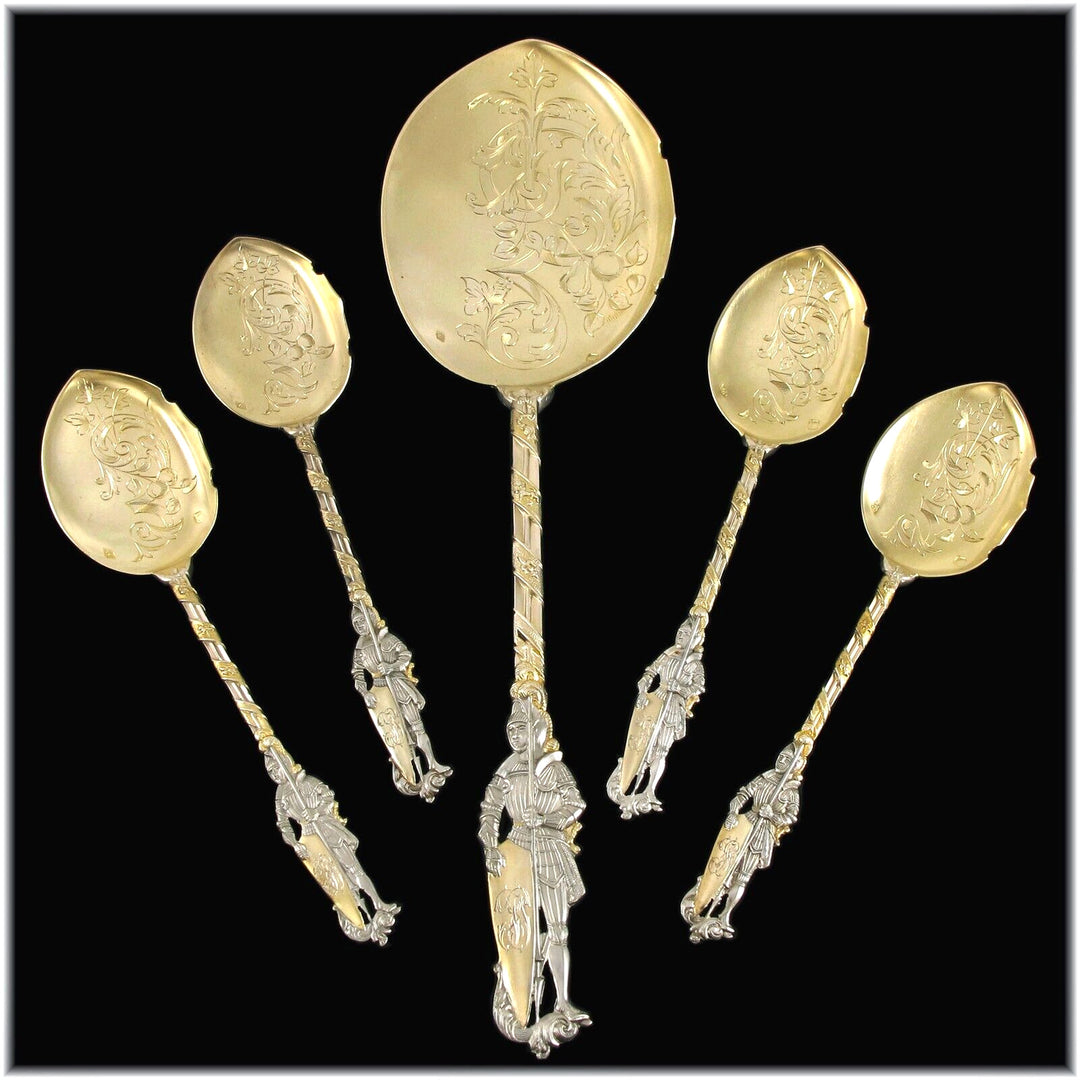 ピュイフォルカ　アイスクリームスプーンセット　純銀　ヴェルメイユ ピュイフォルカ「Emile Puiforcat アイスクリームスプーン 6本セット