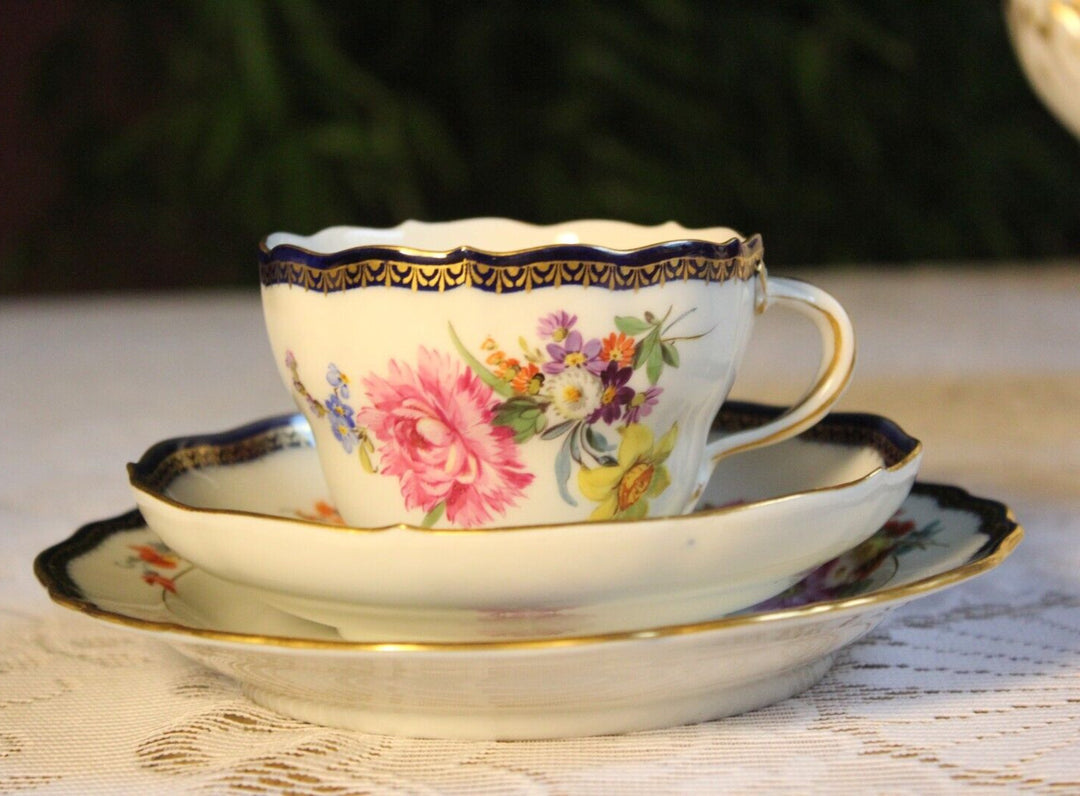 マイセン食器 Aカンテ フラワーブーケのコーヒーカップセット 4人用 １級品