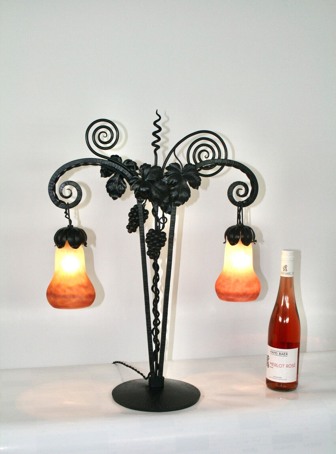 ミューラー兄弟 アールヌーボー調テーブルランプ 鍛鉄 1905-1920年頃の作品