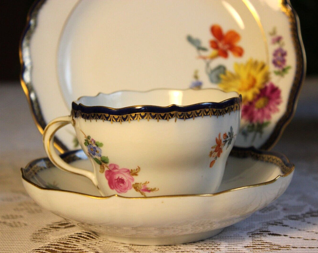 マイセン食器 Aカンテ フラワーブーケのコーヒーカップセット 4人用 １級品