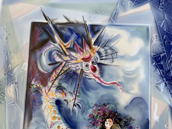 マイセン ドラゴンとバイオリン奏者の大絵皿（陶版画） ハインツ・ヴェルナー