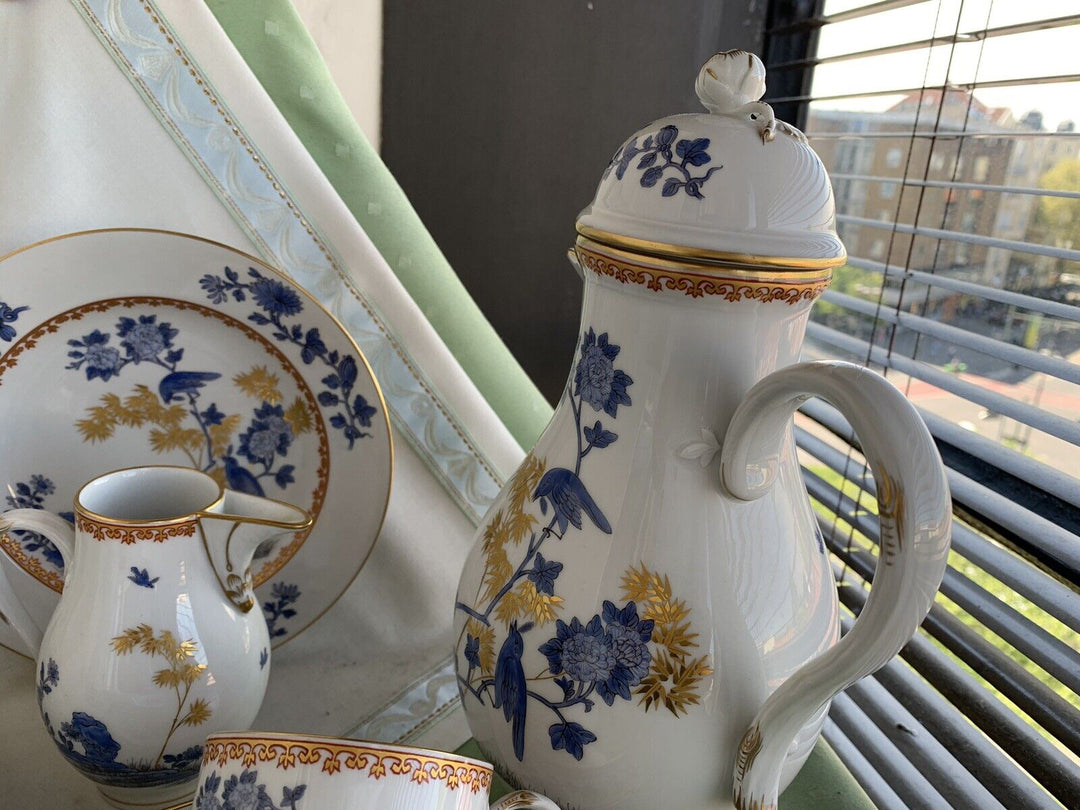 マイセン食器（古マイセン）鳥の絵と牡丹の花のコーヒーカップセット