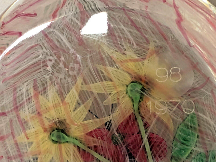 ヴィンテージ バカラ 蝶々と二本の花 ガラスペーパーウェイト 1970年