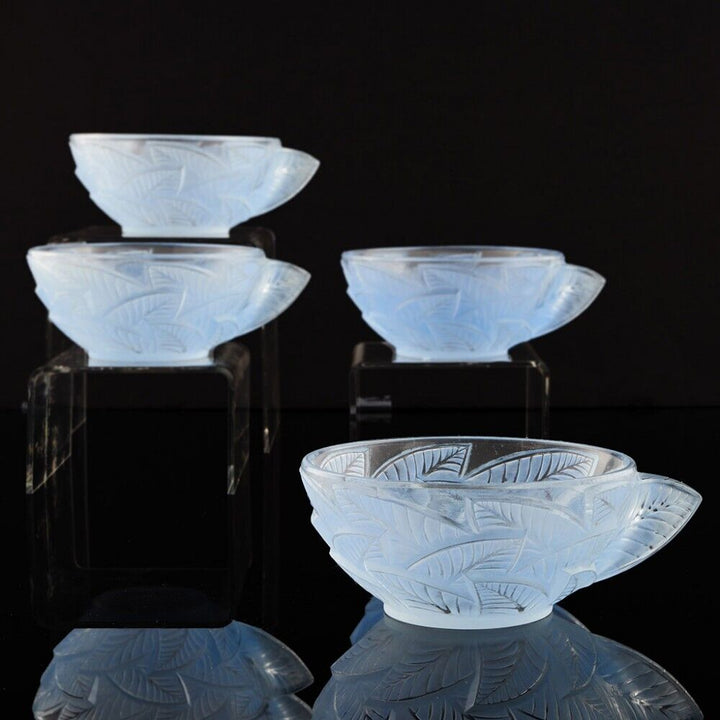 ルネ・ラリック ブルー ステンド オルモー柄 アイスクリームカップ 4点 1931年デザイン