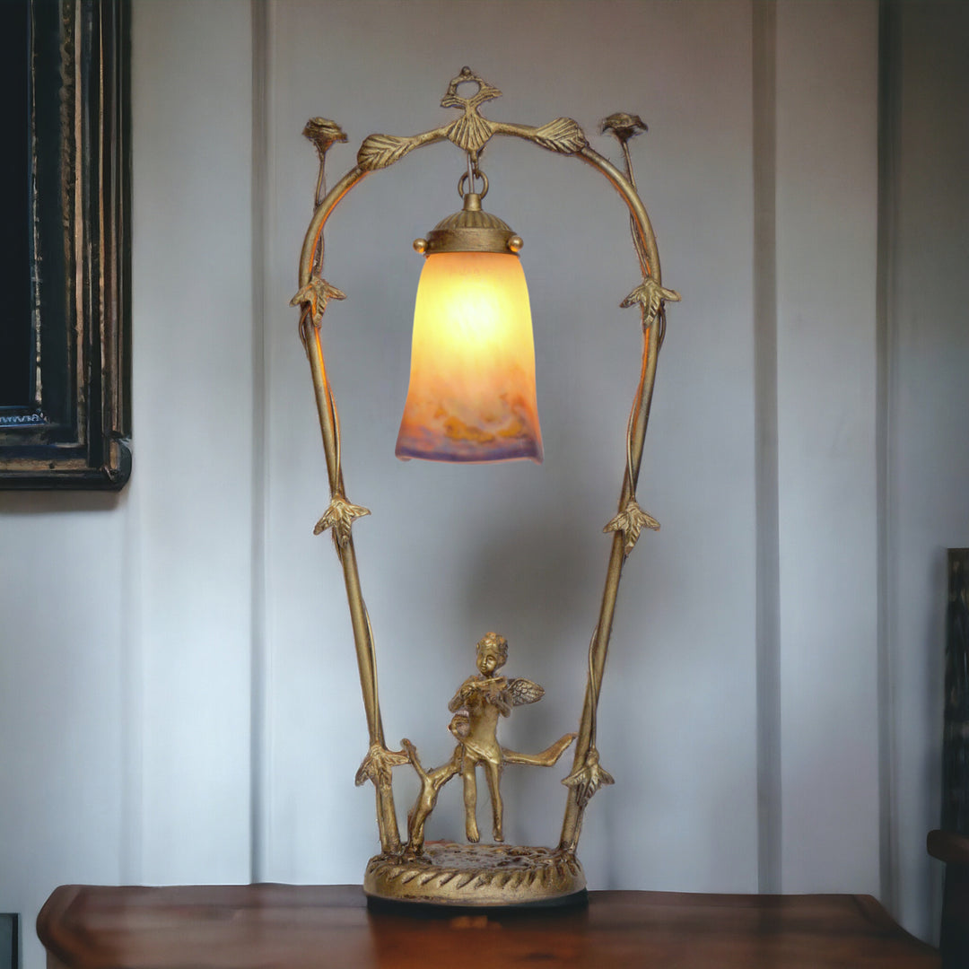 ミューラー兄弟 アールヌーボー調テーブルランプ「フィドラーズ・ガーデン」