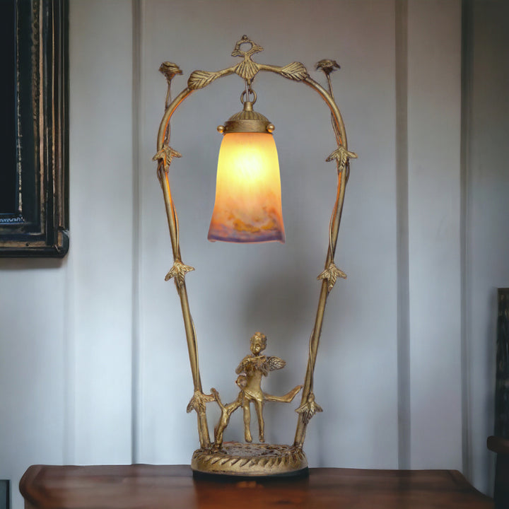 ミューラー兄弟 アールヌーボー調テーブルランプ「フィドラーズ・ガーデン」