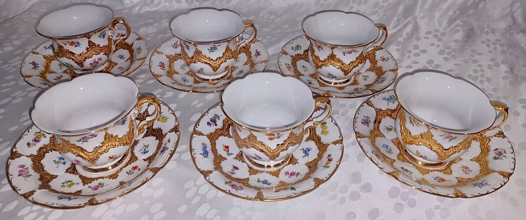 マイセン　Bフォーム食器セット  華麗な花が描かれたコーヒーセット 21点 ホワイト 1934年頃