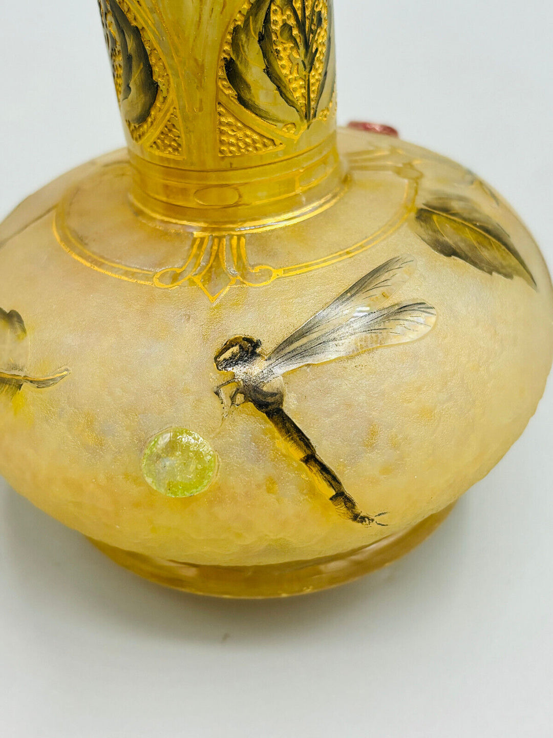 ドーム兄弟（ドームナンシー）バラとトンボが描かれた花瓶