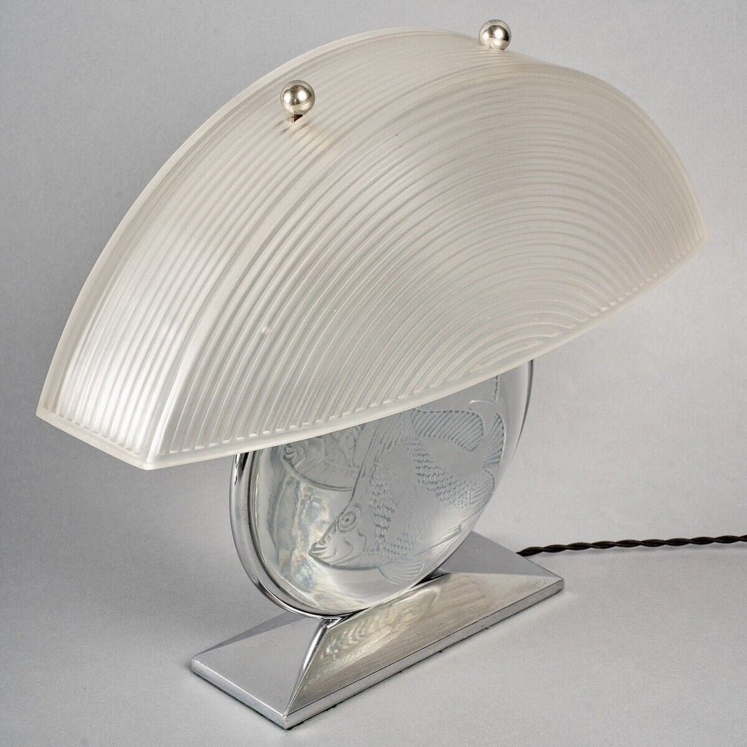 ルネ・ラリック R.Lalique  パティーヌ・ブルーフィッシュのランプ