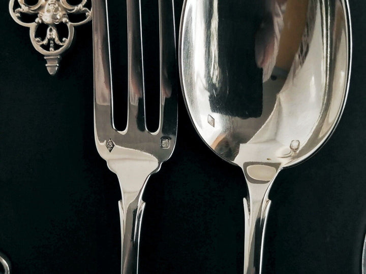 カルディヤック ルネサンス／ナイフ２本＋フォーク１本（純銀／エボニー／白蝶貝） カルディヤック ルネサンス／ナイフ2本＋フォーク1本（純銀